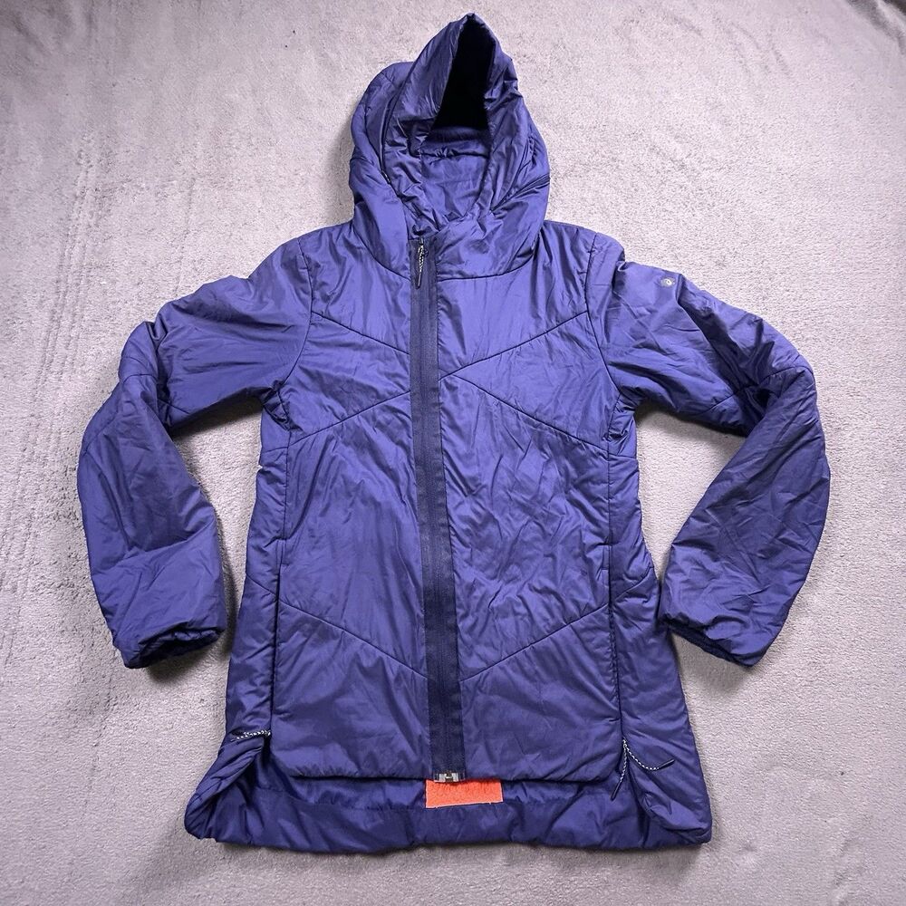 ASICS Puffer Jacket Women’s XL Blue Gel H2 Heat Insulation Zip Hooded Parka